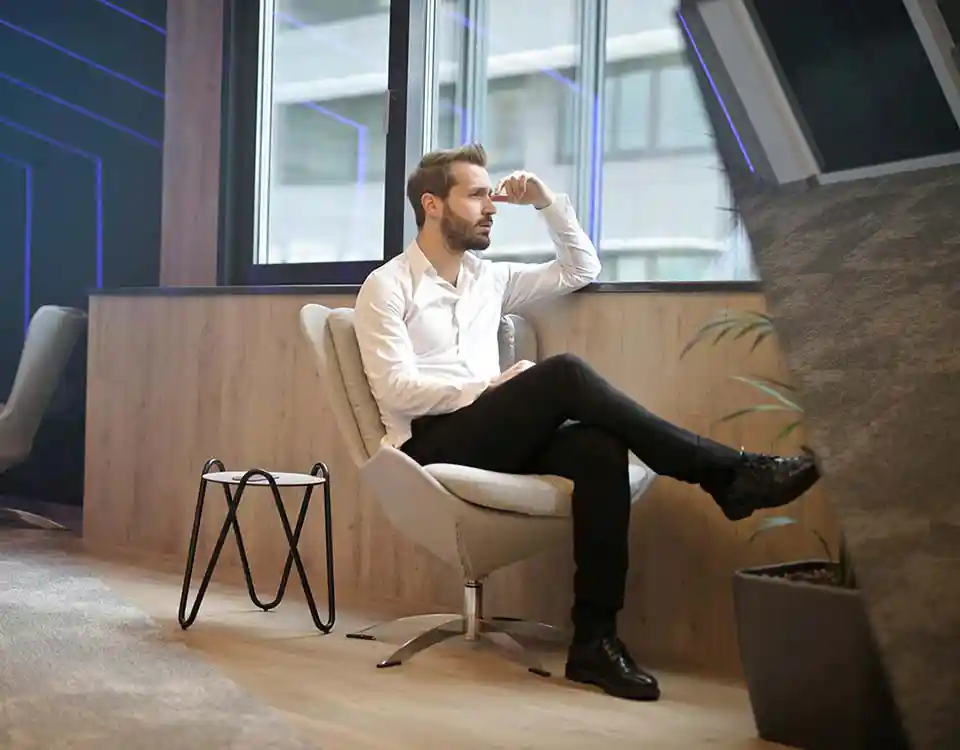man taking a break at work